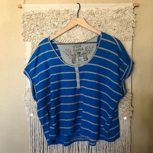 Free People top, blue with light gray stripes